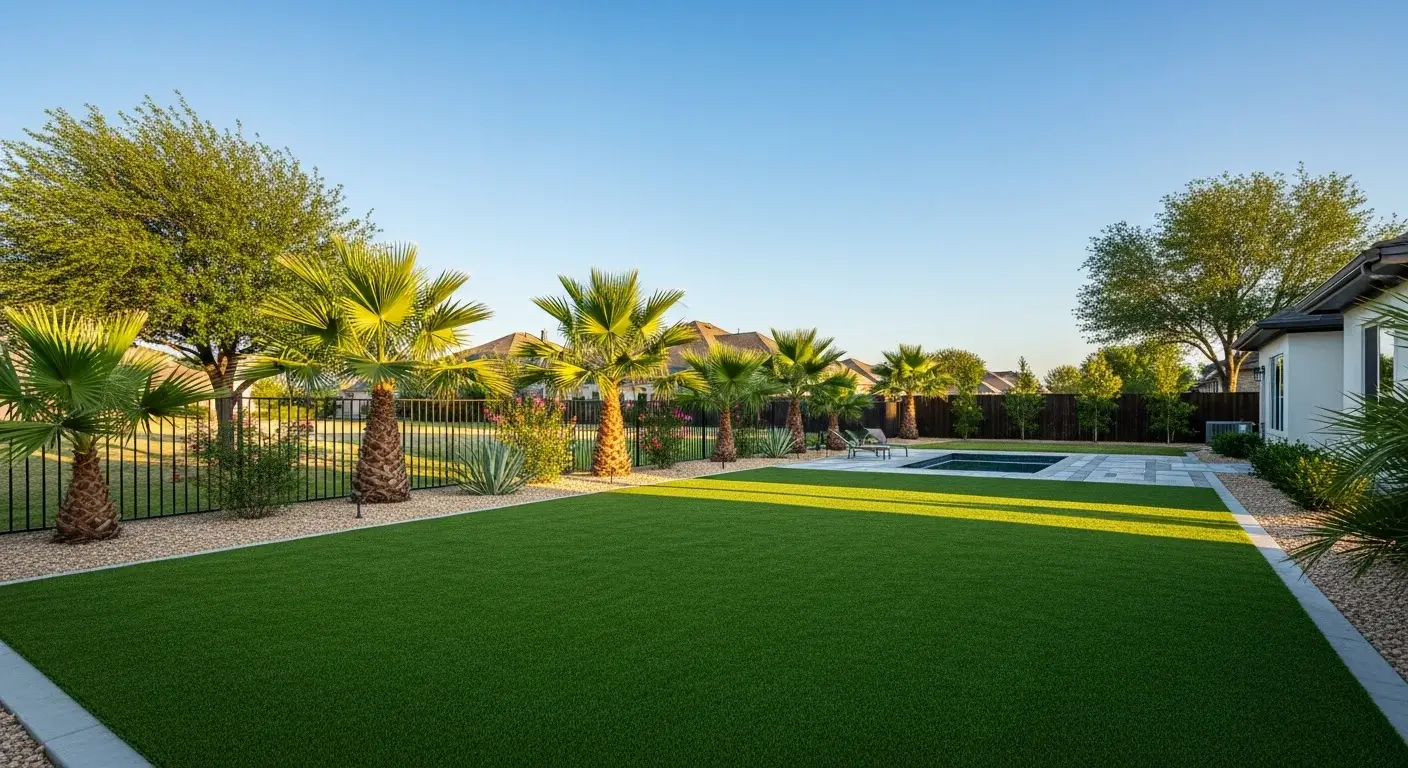 Backyard transformation with artificial turf